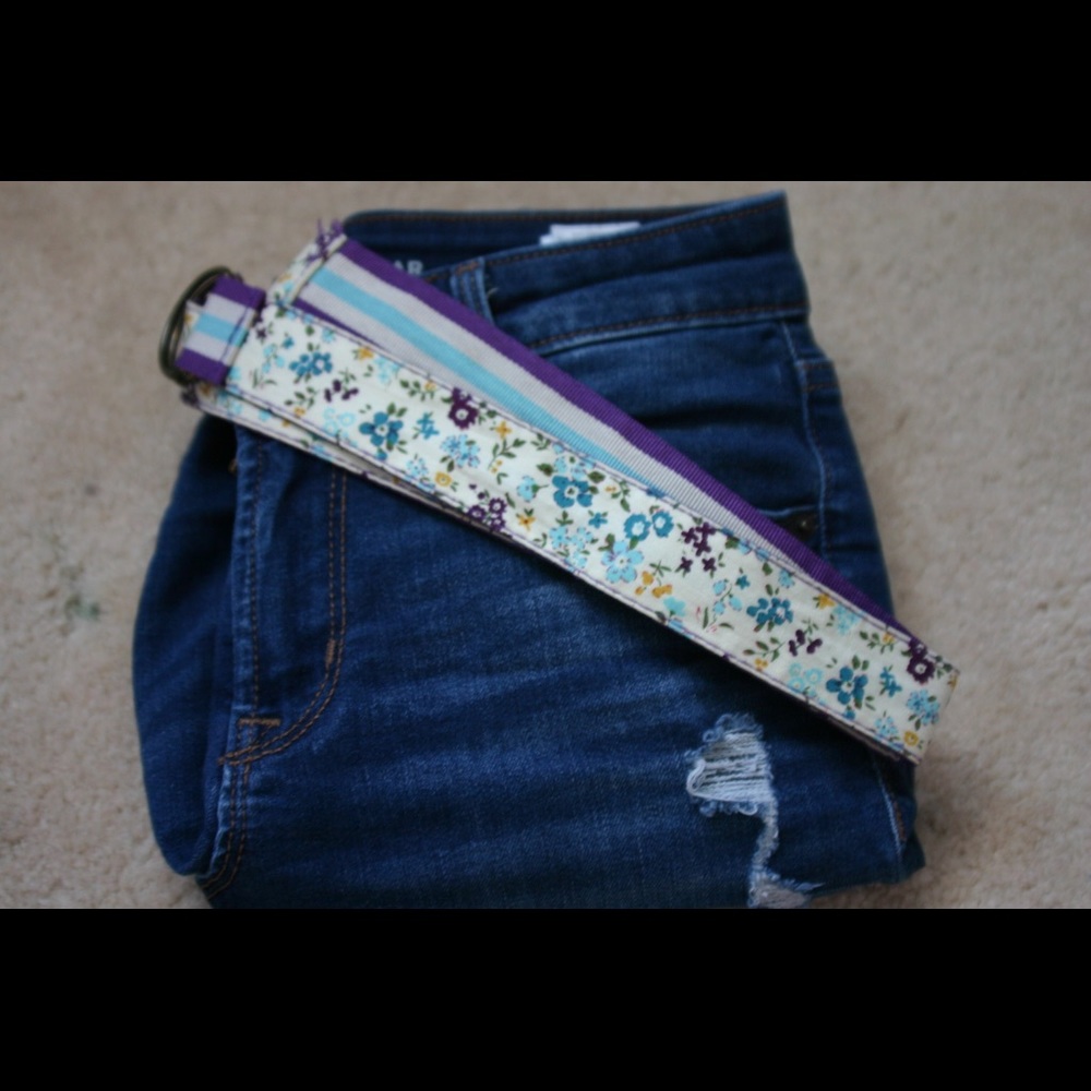 Blue and Purple Floral Reversible Belt